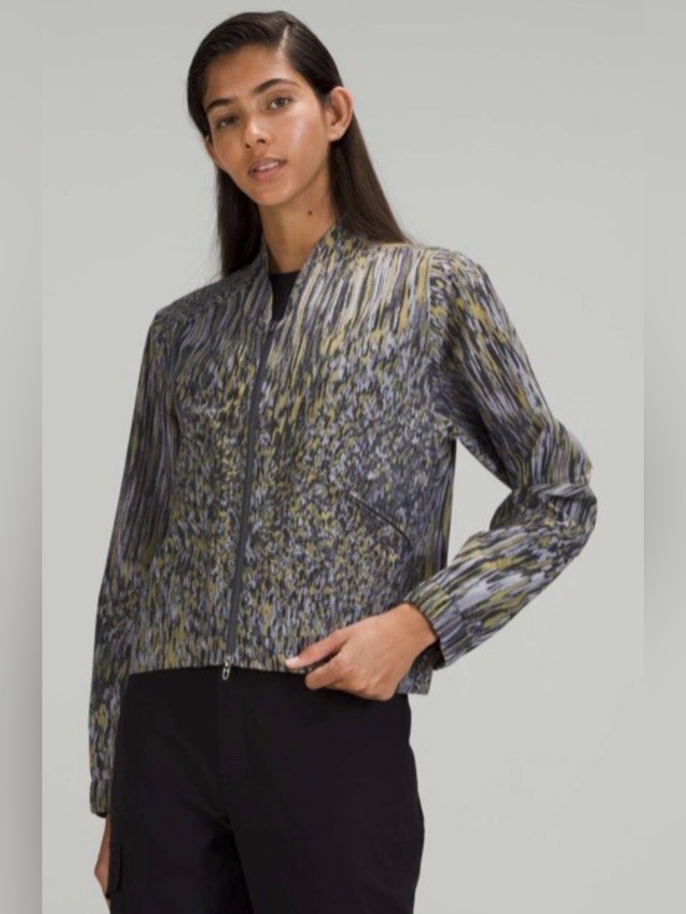 Lululemon Lab Foil Glitch Giant Neutral Lightweight Bomber Jacket Women’s XL